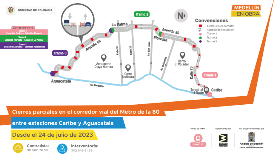 Plano cierres viales 24 de julio-Metro 80