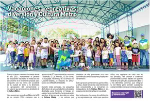 Separata Metro de la 80: Vacaciones recreativas, diversión y Cultura Metro