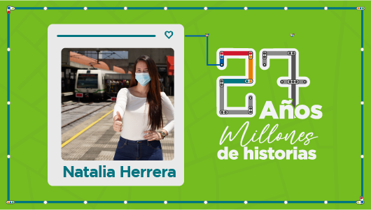 Imagen de Natalia Herrera como parte de la campaña Metro #27añosMillonesDeHistorias