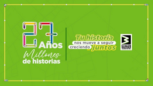 Imagen de la campaña 27 años, millones de historias, con la que el metro celebra sus 27 años de operación comercial.